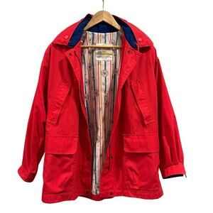 LONDON FOG Vintage Women’s Light Rain Coat, Pink and Blue, Size M